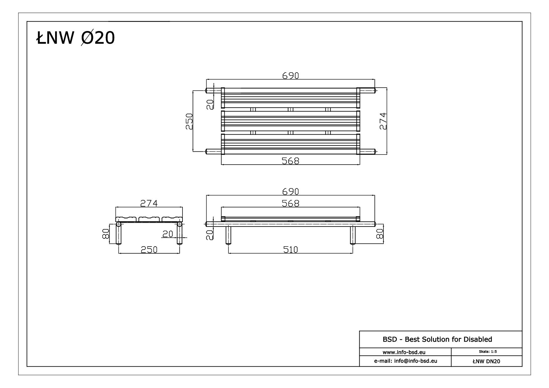 Ławeczka nawannowa dla niepełnosprawnych BSD ŁNW B25