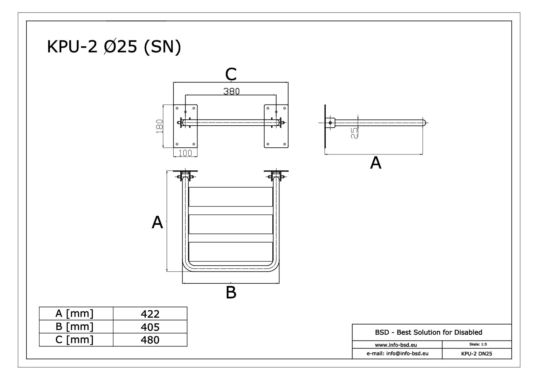 krzesełko prysznicowe dla osób niepełnosprawnych stal nierdzewna KPU-2 SN25 BSD 