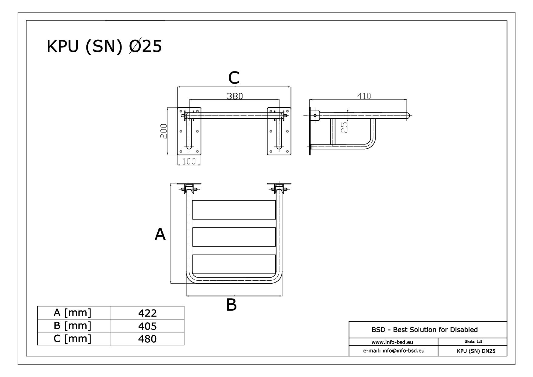 krzesełko prysznicowe dla osób niepełnosprawnych stal nierdzewna wzmocnione KPU SN25 BSD 