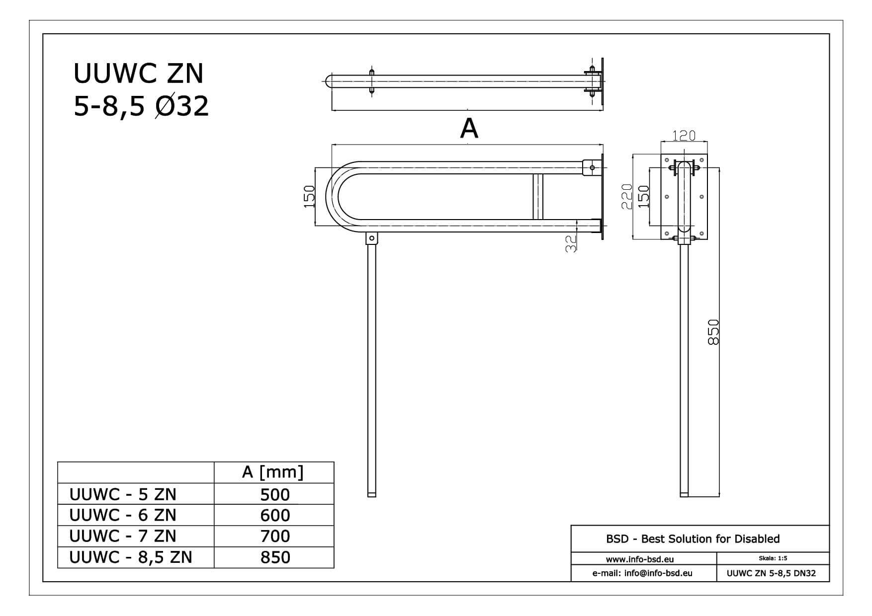 poręcz umywalkowa WC uchylna z podporą dla niepelnosprawnych seria STANDARD UUWC ZN fi32 BSD - dane techniczne poręcz umywalkowa WC uchylna z podporą dla niepelnosprawnych seria STANDARD UUWC ZN fi32 BSD - dane techniczne